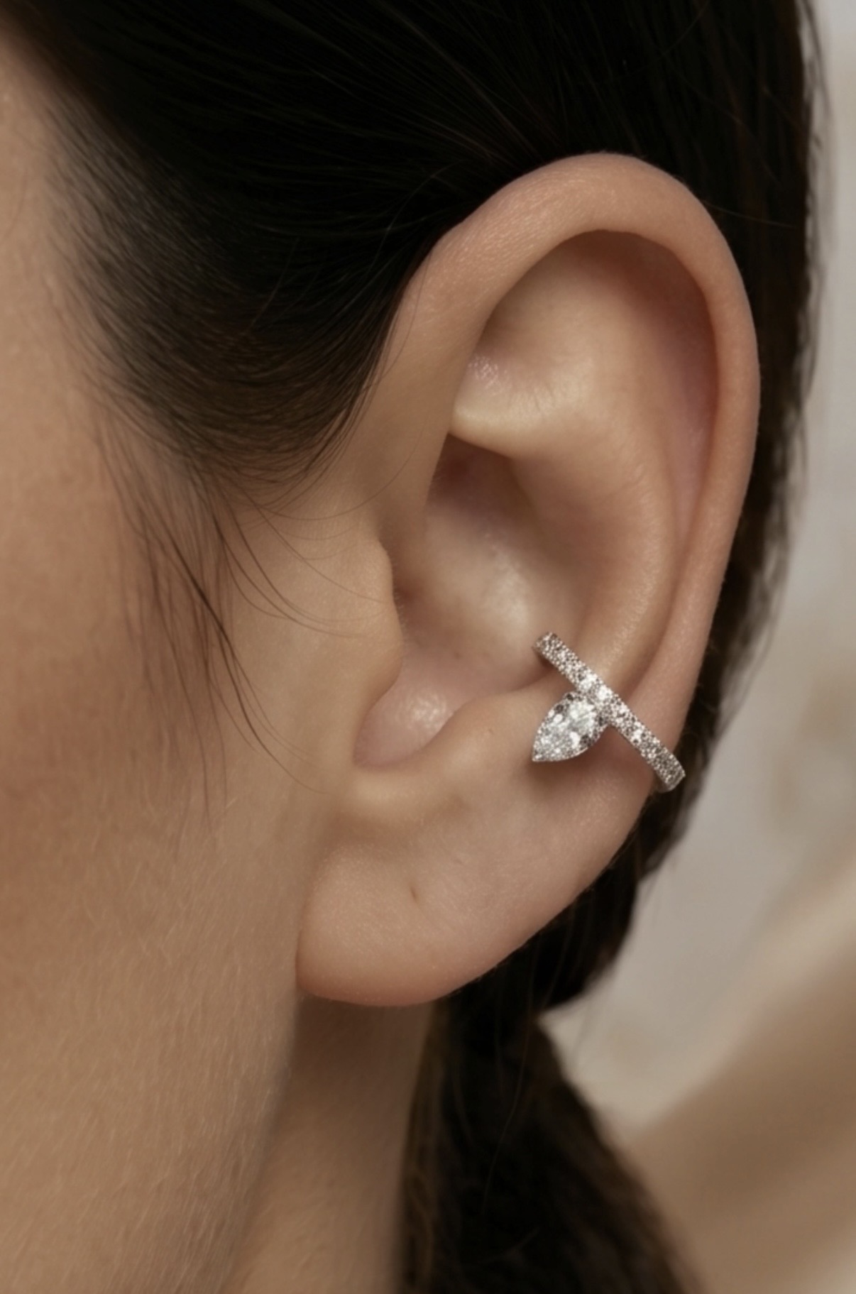 Ear Cuff Damla Kesim Pırlantalı